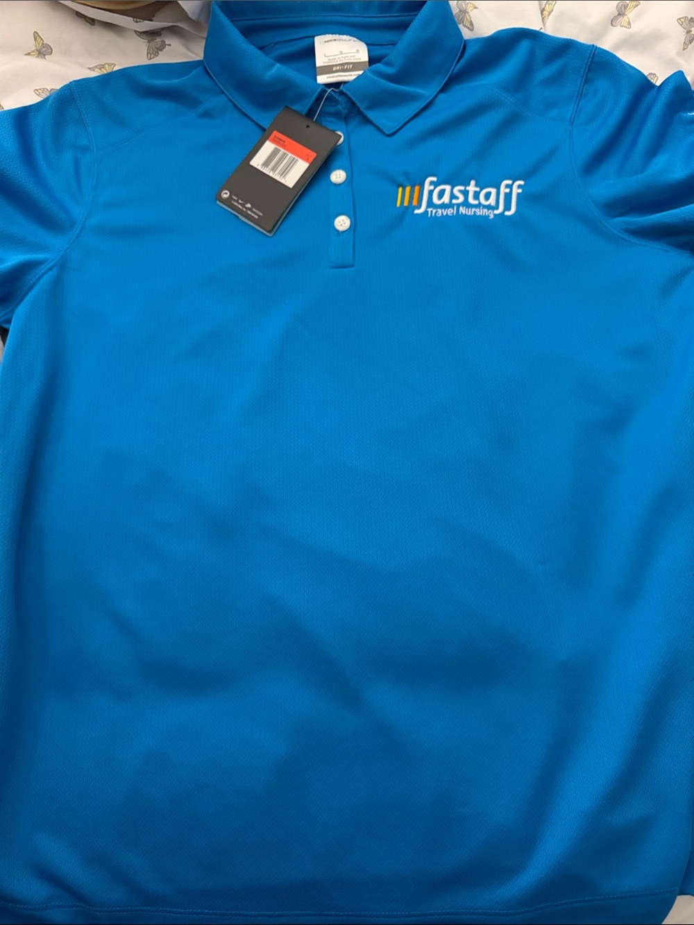 Nike Blue Fastaff Travel Nursing Logo Polo Shirt